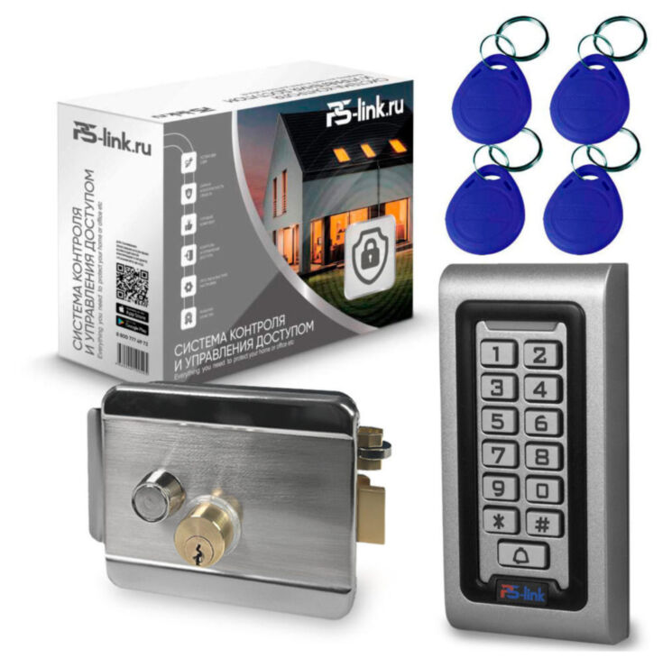 Система СКУД KIT-S601EM-WP-SSM на 1 дверь, кодовая панель со считывателем RFID 125кГц EM-Marine, замок никелевый, НЗ