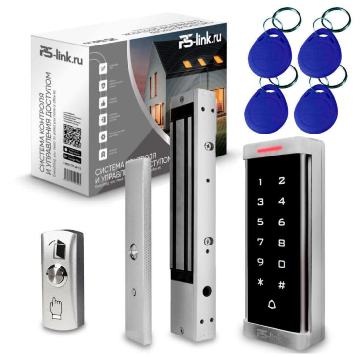 Система СКУД KIT-T6MF-280 электромагнитный замок 280 кг НО типа, панель сенсорная Mifare, 2000 пользователей, для помещения