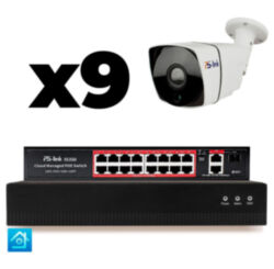 Комплект видеонаблюдения IP 8Мп  KIT-C809IP-PL 9 камер для улицы, программный датчик движения, удаленный доступ, ночное видение, умный коммутатор