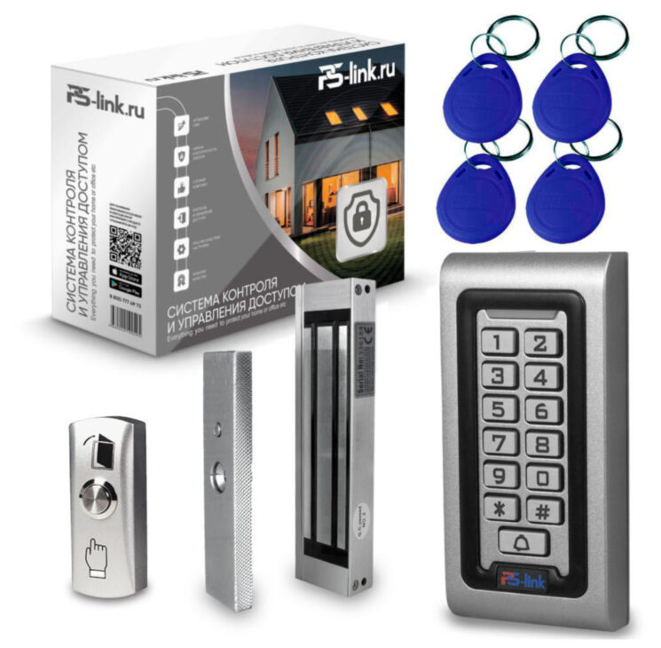 Система СКУД KIT-S601EM-WP-W-180 электромагнитный замок 180 кг, панель WIFI металлическая, 2000 пользователей, всепогодная