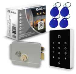 Система СКУД  KIT-T12MF-G на 1 дверь, сенсорная панель с RFID Mifare, серый замок, НЗ тип