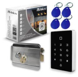 Система СКУД  KIT-T12EM-SS на 1 дверь, сенсорная панель с RFID EM-Marine, замок никелевый, НЗ тип
