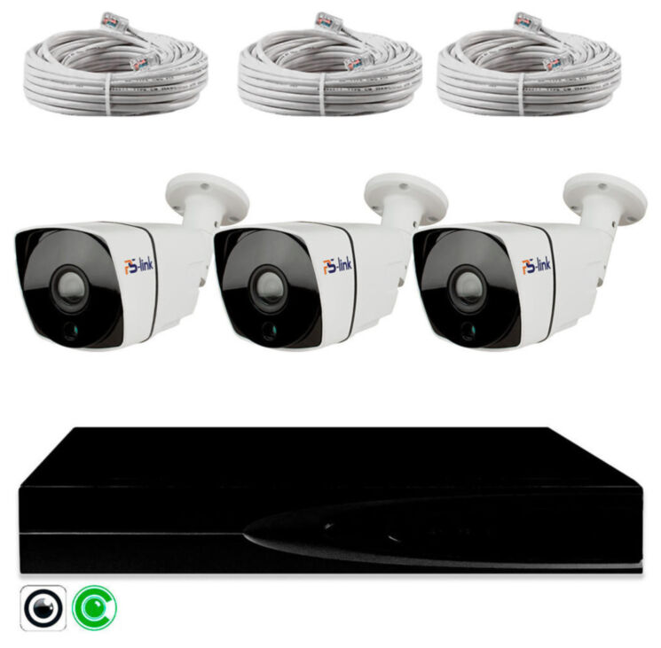 Комплект видеонаблюдения IP 2Мп KIT-C203POE-YE облако IPEye, три уличные камеры