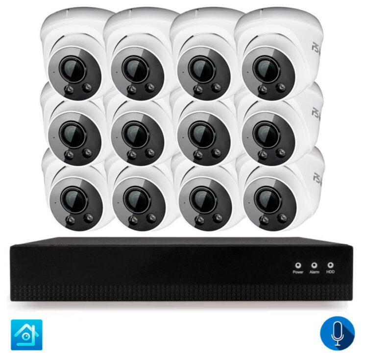 Комплект видеонаблюдения IP 2Мп KIT-A212IPM-POE 12 камер с микрофоном для помещения, питание PoE, ночная съёмка