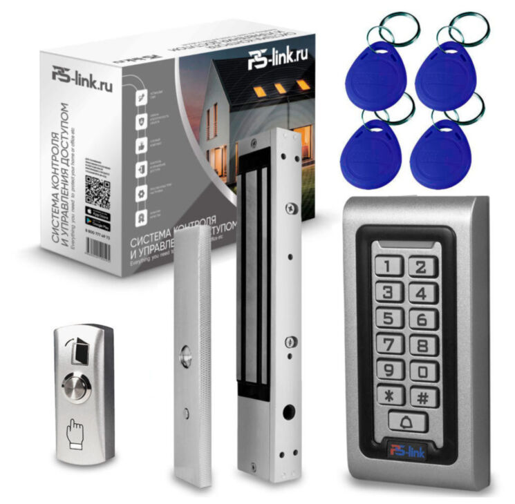 Система СКУД KIT-S601EM-WP-W-350LED электромагнитный замок 350 кг, панель WIFI металлическая, 2000 пользователей, всепогодная