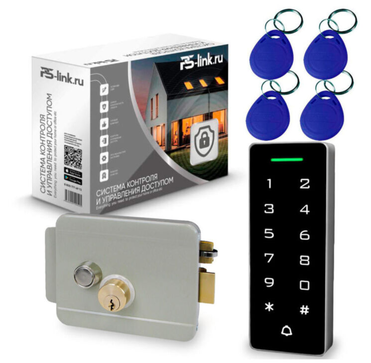 Система СКУД KIT-T1202EM-WP-W-G серый замок тип НЗ, сенсорная панель, RFID 125кГц, WIFI модуль, приложение