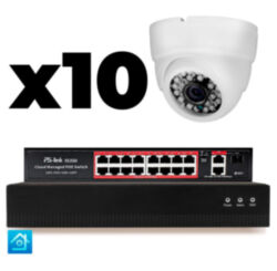 Комплект видеонаблюдения IP 2Мп  KIT-A210IP-PL 10 камер, программный датчик движения, удаленный доступ, ночное видение, умный коммутатор